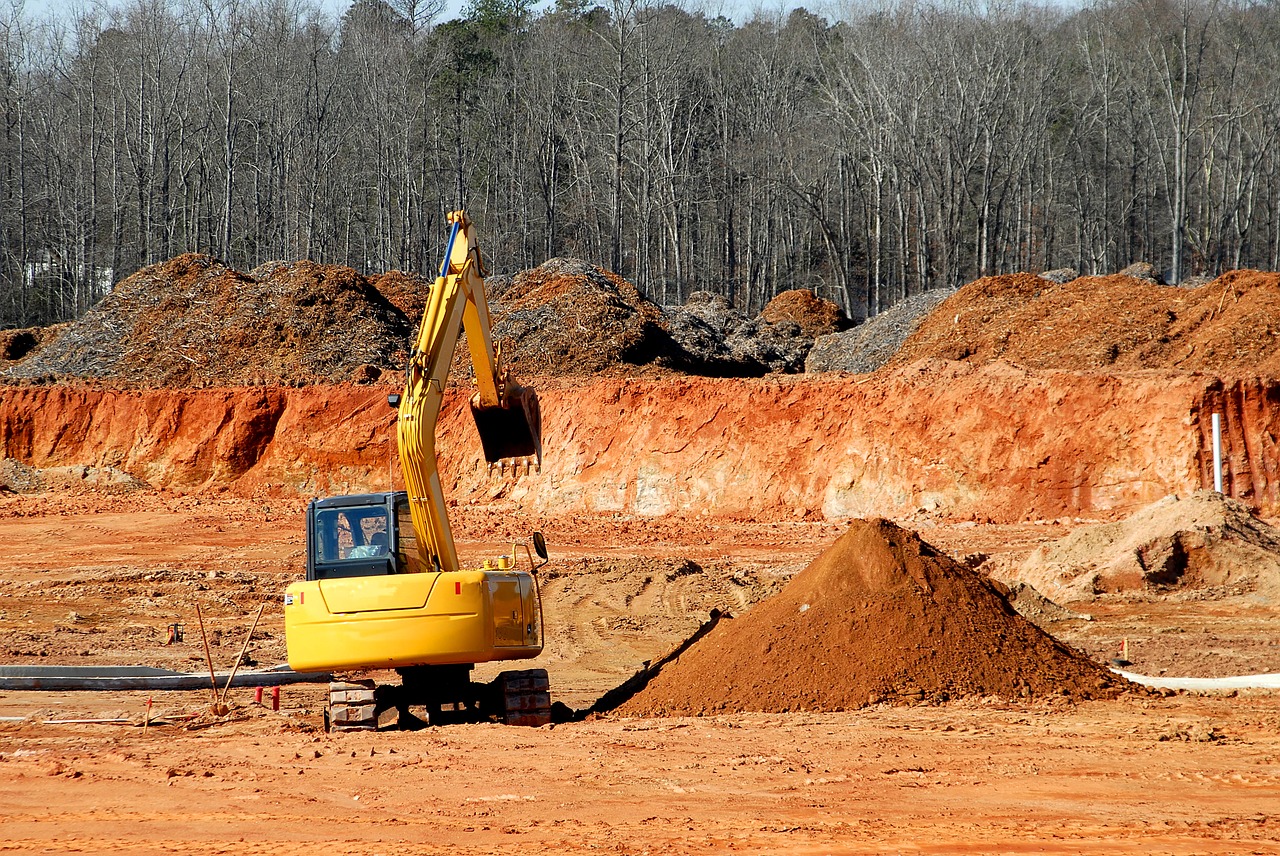 construction site, heavy equipment, dirt mover